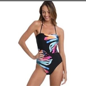 La Blanca Prism Palm Bandeau Open Back Swimsuit